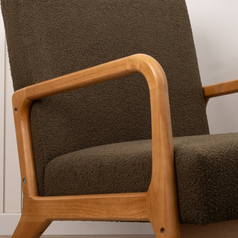 Green Boucle Curved Arms Chair